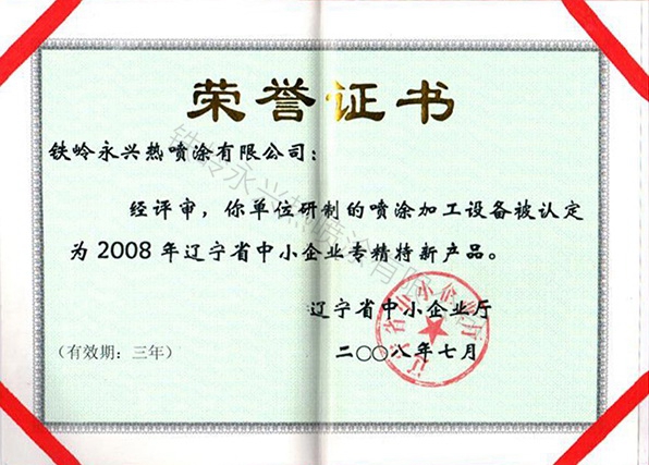 2008年遼寧省中小企業(yè)專精特新產(chǎn)品